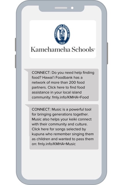 Sample ParentPowered message from Kamehameha's Community Support Stream.