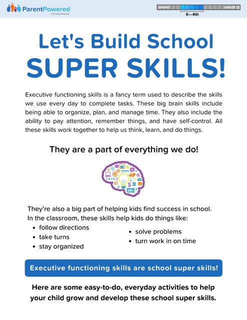 Download the "Let's Build School Super Skills!" guide in English.