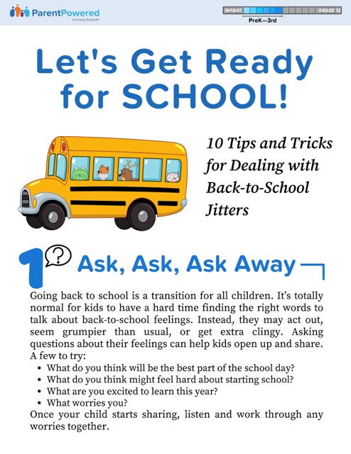 Download the "Let's Get Ready For School!" guide in English.
