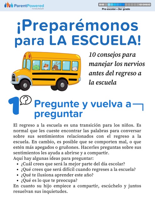Download the "Let's Get Ready For School!" guide in Spanish.