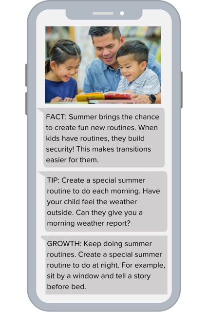 A sample ParentPowered message supporting families with summer transition time.