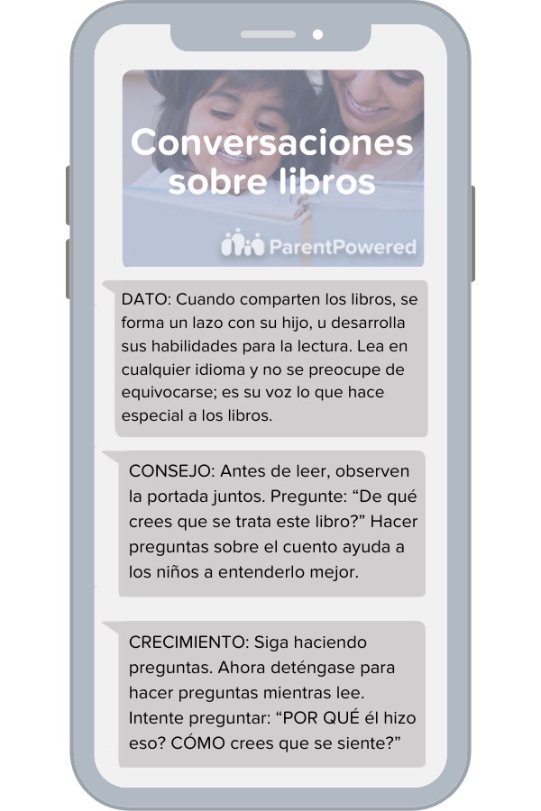 A sample message from ParentPowered Trauma-Informed in Spanish.